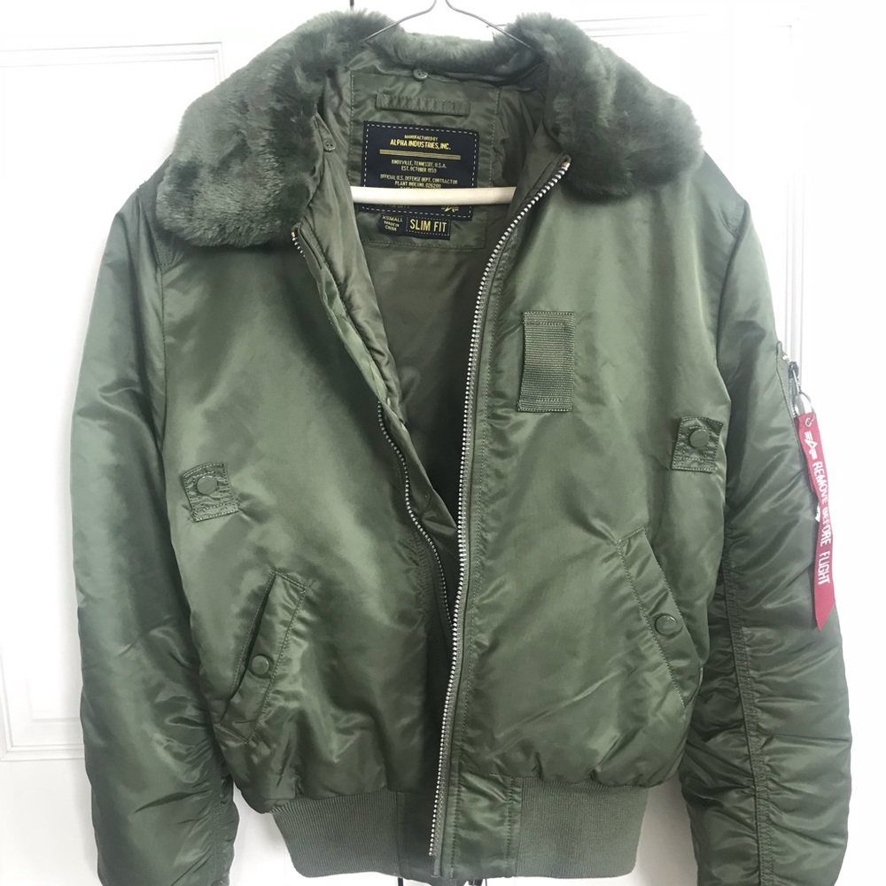Alpha Industries Faux Fur Bomber Jacket - Picture 3 of 6